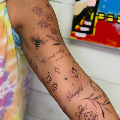 Patchwork sleeve done in one session! Thank you Ashley for sitting so well 💙💙�… — tattoo by Diana Muresan, Phoenix, Arizona