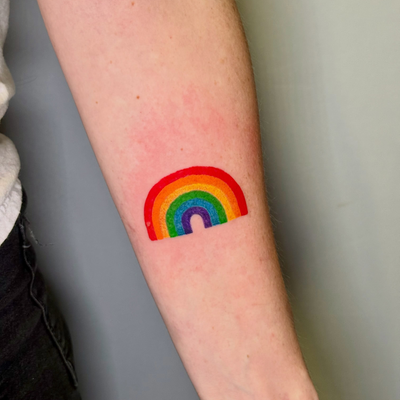 Rainbow matching friends tattoos! My books are open for September-October! DM me… — tattoo by Diana Muresan, Phoenix, Arizona