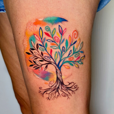 I had so much fun with this tree of life! Thank you for the trust! Now booking S… — tattoo by Diana Muresan, Phoenix, Arizona