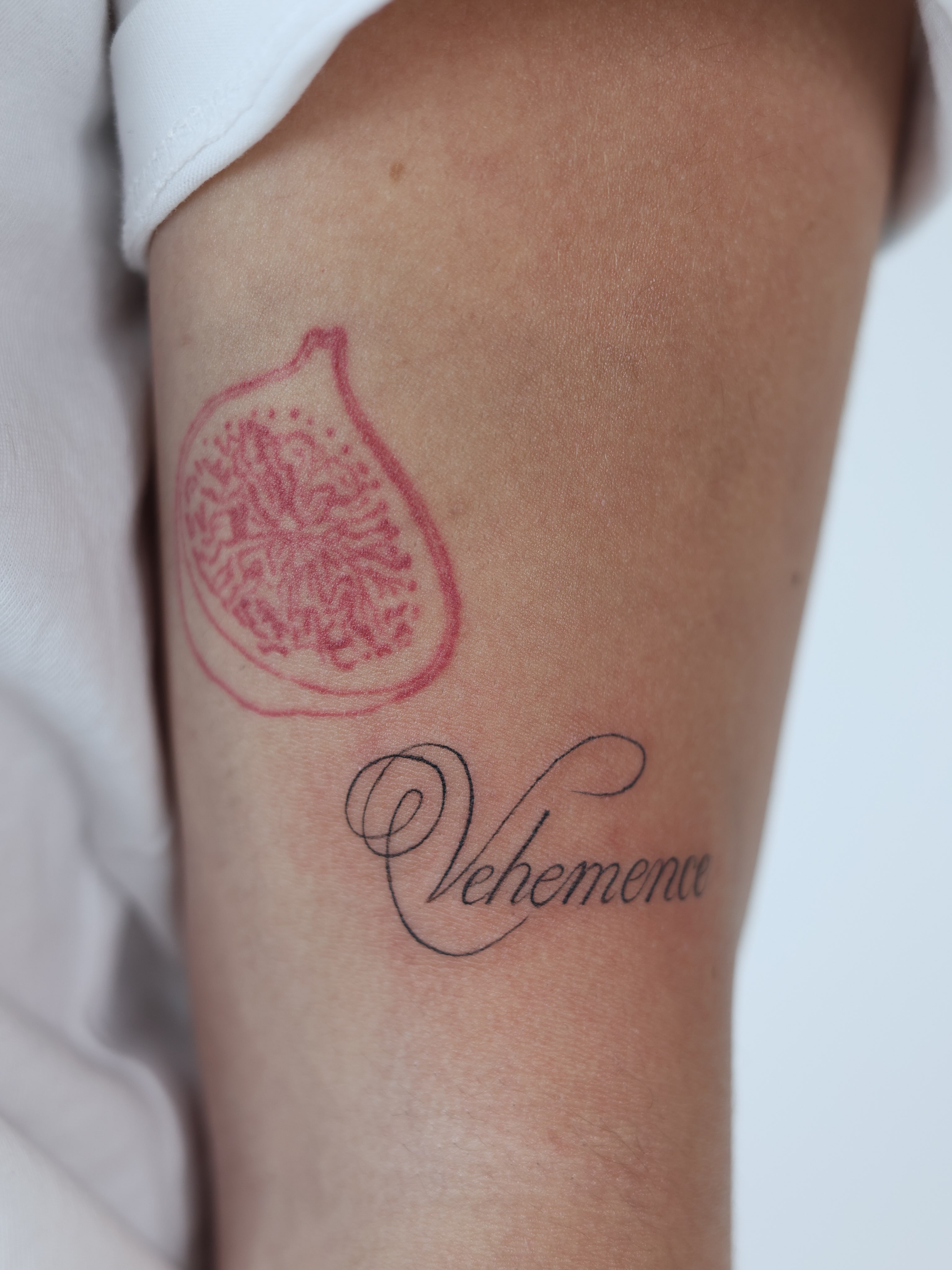 Vehement 🍇
@tattoobahar 
•
•
•
Done at @flamewiseink 
#scripttattoo #finelineta… — tattoo by Bahar Matloubi, Toronto, Ontario