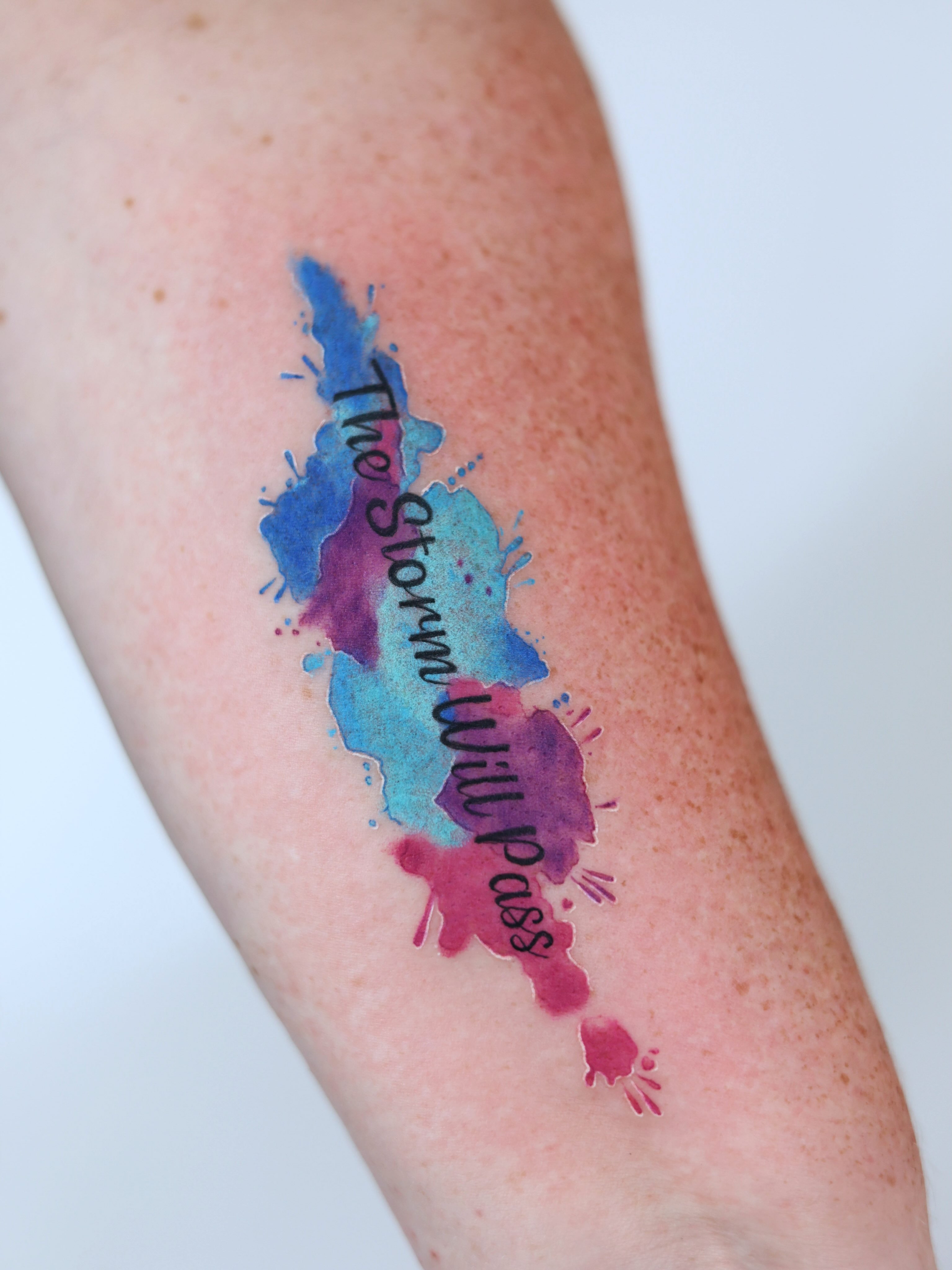 This Storm Will Pass 💙💜🩵🩷
Positive vibes only 🤍
@tattoobahar 
•
•
•
Done at… — tattoo by Bahar Matloubi, Toronto, Ontario