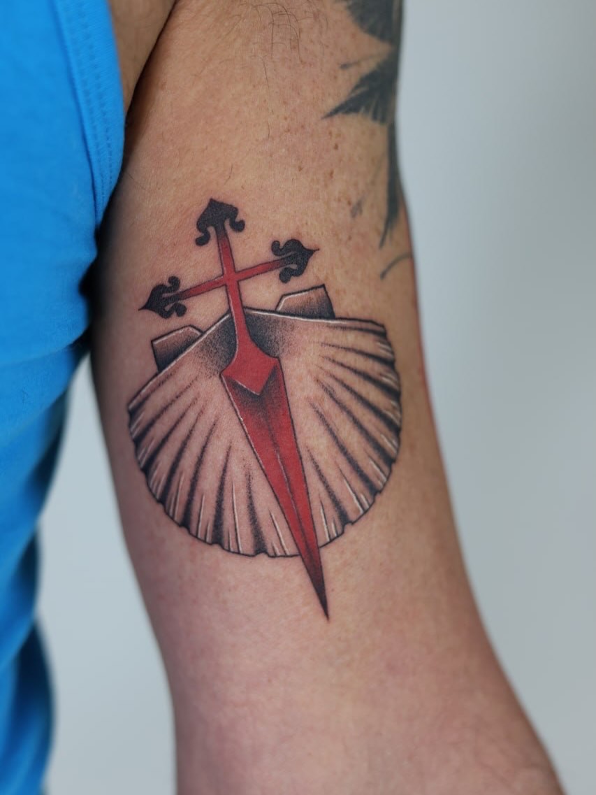 Camino Pilgrimage in Spain 🇪🇸 
@tattoobahar 
•
•
•
Done at @flamewiseink 
#tat… — tattoo by Bahar Matloubi, Toronto, Ontario