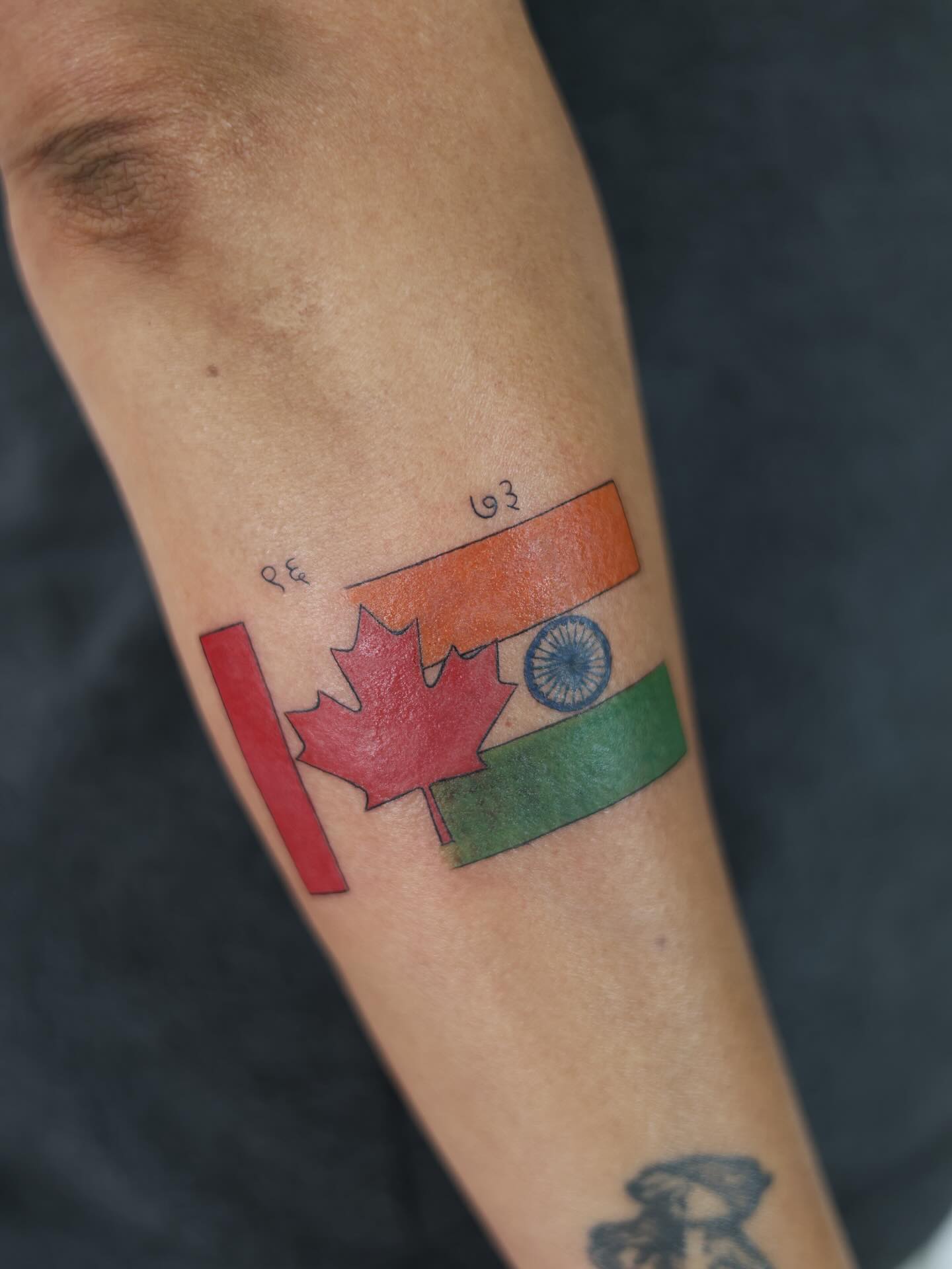 🇨🇦 🇮🇳 
@tattoobahar 
•
•
•
Done at @flamewiseink 
#vegantattoo #canadianflag… — tattoo by Bahar Matloubi, Toronto, Ontario