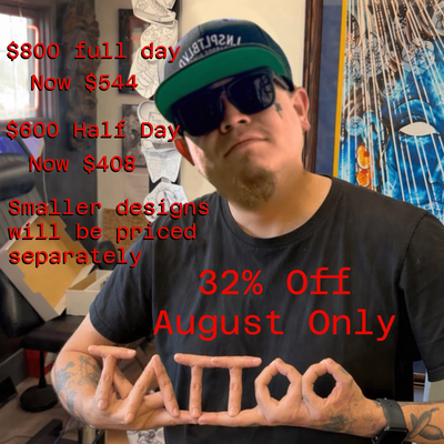 Since I turn 32 this month I’m going 32% off larger/medium tattoos for August on… — tattoo by Luis Belloso, Whittier, California