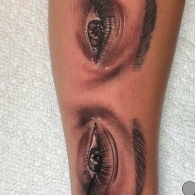 Got too tattoo this really fun piece yesterday. DM to get your partners eyes tat… — tattoo by Luis Belloso, Whittier, California