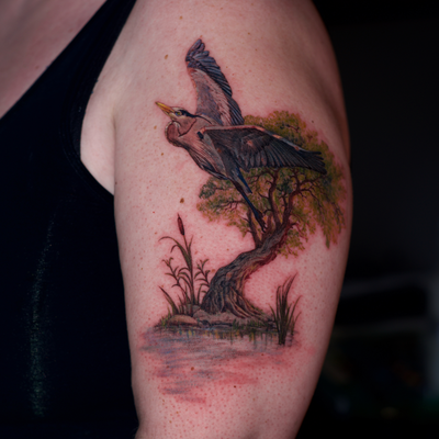 Blue Heron 💙
Done in one day — tattoo by Sagdiana  Kashaeva, Boston, Massachusetts