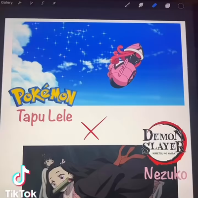 #pokemon #tapulele #demonslayer #nezuko #art — tattoo by Jeremiah Rolon, Gilbertsville, Pennsylvania