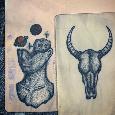 Been messing around with stipple shading 😅 #tattooapprentice #tattoos #tattoofa… — tattoo by Jeremiah Rolon, Gilbertsville, Pennsylvania