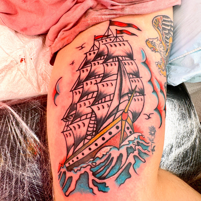 A chipper clipper ⚓️

“Oceans avenue” - @yellowcard 🤘

#americantraditionaltatt… — tattoo by Greg Sternin, Gilbert, Arizona