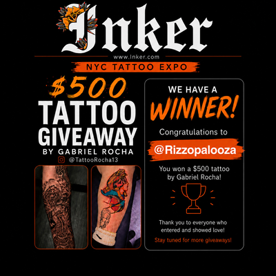🎉 WE HAVE A WINNER! 🏆

Huge congrats to @Rizzopalooza for winning the $500 tat… — tattoo by Inker Giveaway