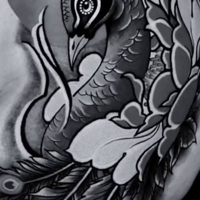 🎥 work flow process of this Japanese inspired peacock tattoo. 🦚

There’s a lot… — tattoo by Brandon  Quinn, Phoenix, Arizona