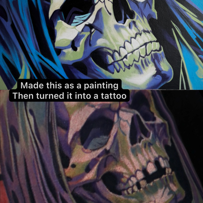 🎥 From canvas → skin. 🖤💀

I originally painted this skull as a piece of artwo… — tattoo by Brandon  Quinn, Phoenix, Arizona