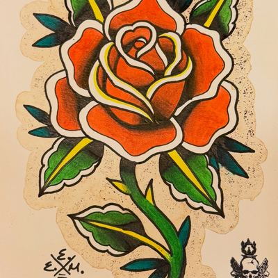 Traditional American 🇺🇸 rose 🌹 hmu if you want it — tattoo by Eric Estrada, Gilbertsville, Pennsylvania