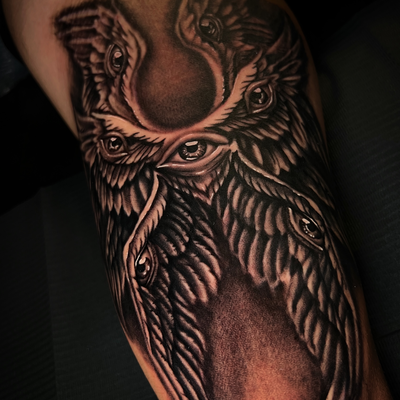 Biblical Angel done, lots of details on this one👌💯 Bookings Available for the … — tattoo by Nicolas Caselin, San Jacinto, California