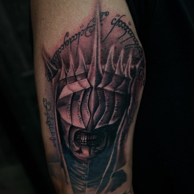 Mouth Of Sauron done on my boi @jacobdali_ink thanks for the trust👌💯 done with… — tattoo by Nicolas Caselin, San Jacinto, California