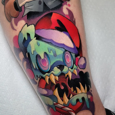 Josh has some crazy kids, and we thought this was the best way to represent them… — tattoo by Shaun Flinn, Harker Heights, Texas