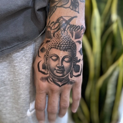 Buddha — tattoo by Cihan Pohrenk, Los Angeles, California