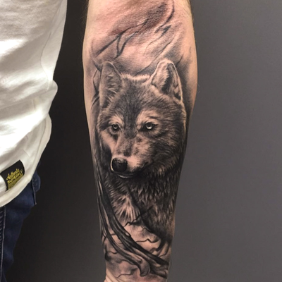 Wolf spirit — tattoo by Cihan Pohrenk, Los Angeles, California