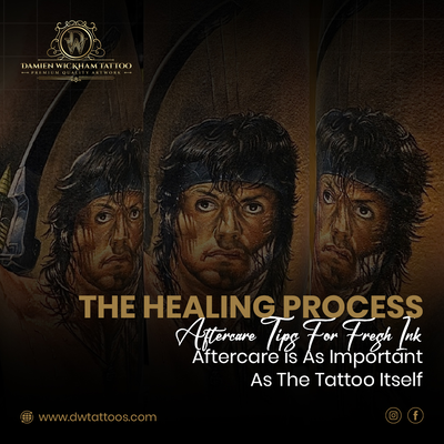 After getting a tattoo, proper aftercare is crucial for healing and maintaining … — tattoo by Damien Wickham, Las Vegas, Nevada