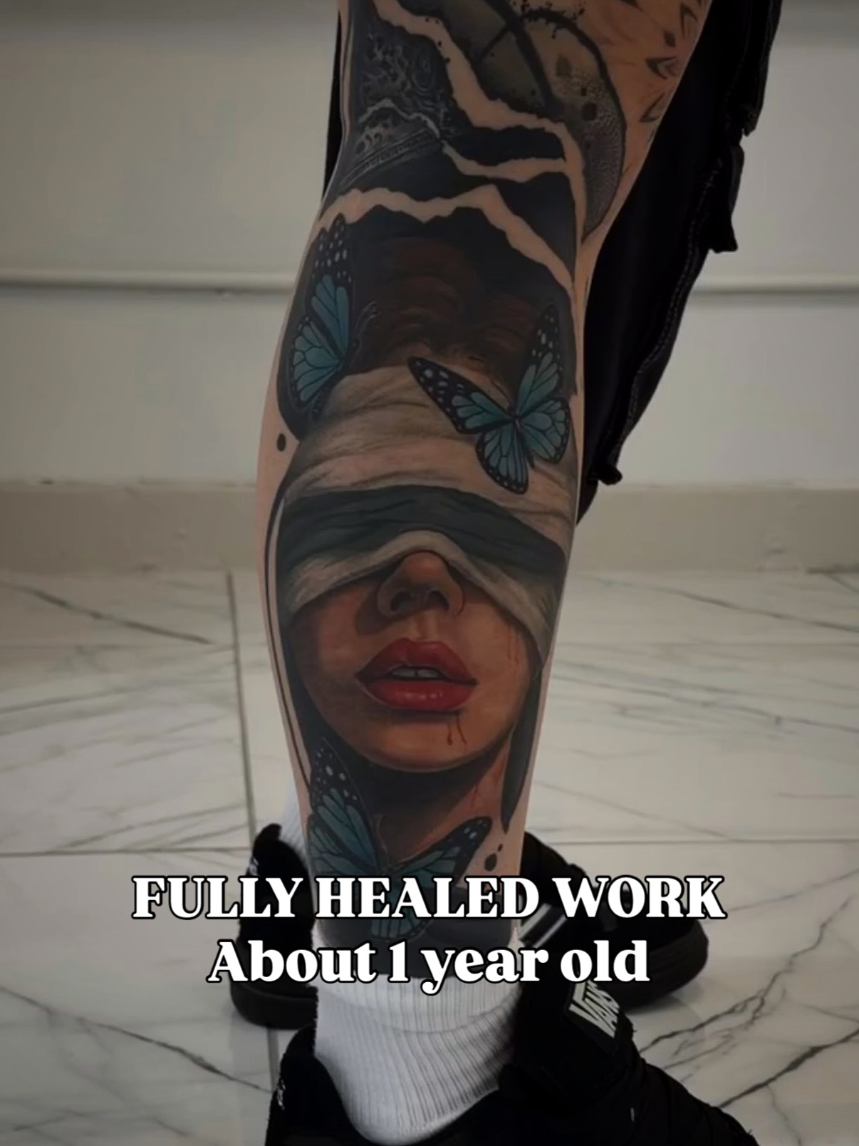 One of my favorite custom pieces, almost a year fully healed 🦋 I love getting t… — tattoo by Yaribel Garcia, New York, New York