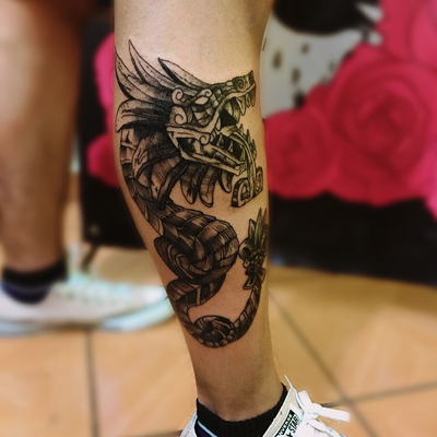 #tattoolife #tattoo #tattooed #quetzalcoatl #quetzalcoatltattoo #blackworktattoo… — tattoo by Alberto Mayén, Naucalpan , México 
