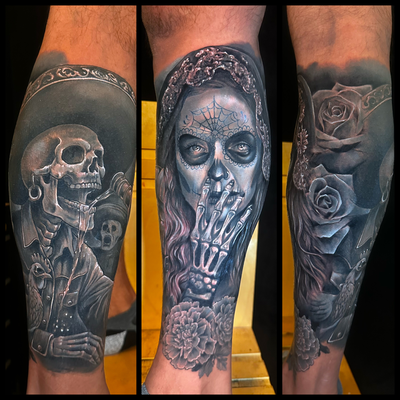 Half Leg Sleeve CoverUp — tattoo by Daniel Ayon, Los Angeles, California