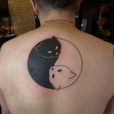 Todays Tat Cats ☯️🐈‍⬛😈👍🏼🇺🇸🇲🇽 — tattoo by Daniel Ayon, Los Angeles, California