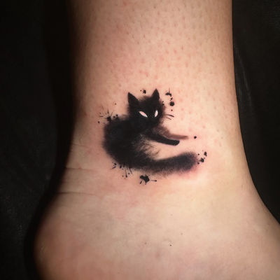 😈🐈‍⬛🇺🇸🇲🇽 — tattoo by Daniel Ayon, Los Angeles, California
