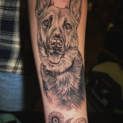 In memory of Max — tattoo by Daniel Ayon, Los Angeles, California