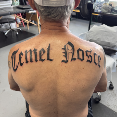Fresh lettering work done at Balboa Tattoo.
From bold lettering to fine line and… — tattoo by Jessica Hurteau, Newport Beach, California