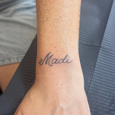 Sometimes the simplest tattoos mean the most 🖤

Got to recreate this handwritte… — tattoo by Jessica Hurteau, Newport Beach, California