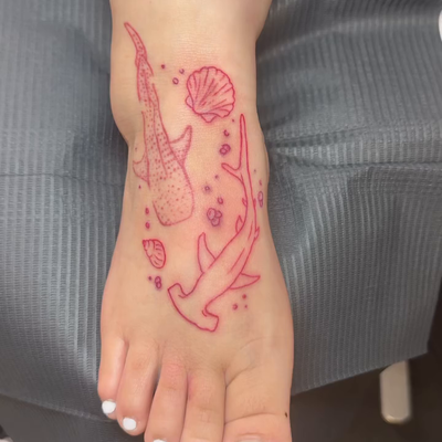 A little different than my usual posts. ❤️🐋
This client wanted a clean red line… — tattoo by Jessica Hurteau, Newport Beach, California