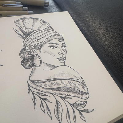 Inktober Day 10: MYSTICAL

For “Mystical” I wanted a lady head without going ful… — tattoo by Jessica Hurteau, Newport Beach, California