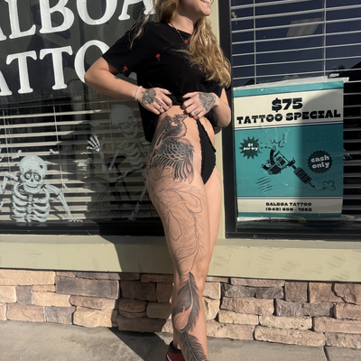 Progress on this large scale phoenix piece 🖤
I love working on larger custom pr… — tattoo by Jessica Hurteau, Newport Beach, California