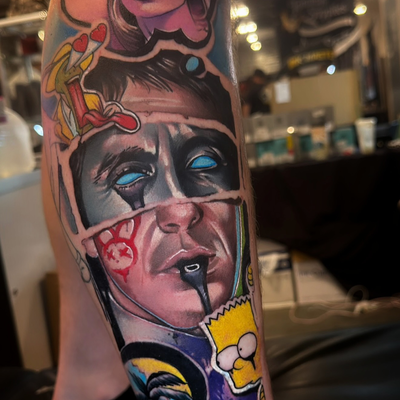 Fun time at the @villainarts @denvertattooartsfestival with the @higherlevel_tat… — tattoo by Donnie Reynolds, Pueblo, Colorado