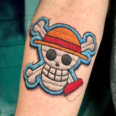 One Piece Jolly Roger Patch Tattoo🏴‍☠️

I’ve been dreaming about tattooing this… — tattoo by Pinkat Tattoo, Scarborough, WA