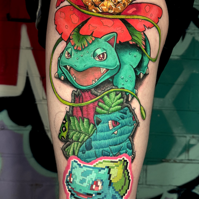 Another one of my signature mixed style Pokémon evolution lines! 💖✨

This time… — tattoo by Pinkat Tattoo, Scarborough, WA