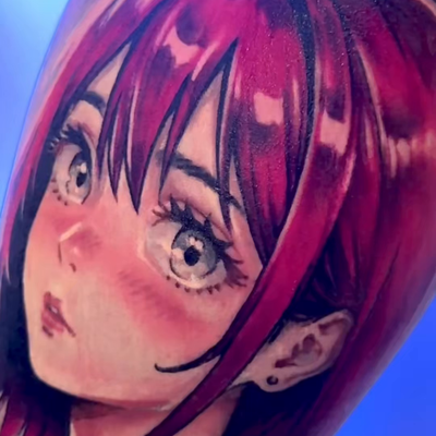 anime female character — tattoo by Egor Kubrak, Boston, Massachusetts