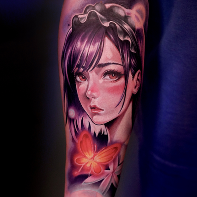 Based on an anime character — tattoo by Egor Kubrak, Boston, Massachusetts