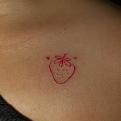 This is a cute small red strawberry tattoo I did a while back🍓
If you’re lookin… — tattoo by Alivia Mazile, Valley Stream, New York