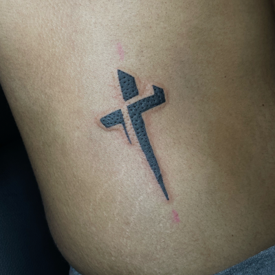 Negative Space Cross Tattoo ✝️ — tattoo by Alivia Mazile, Laurelton , New York
