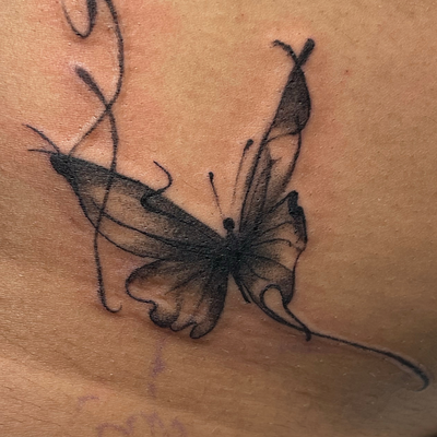 Faded Blur ButterFly Tattoo — tattoo by Alivia Mazile, Laurelton , New York
