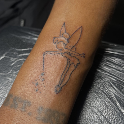 Fine line Tinker Bell Tattoo ✨
📲Text 7183079147 to book your appointment today!… — tattoo by Alivia Mazile, Laurelton , New York