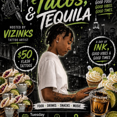 TATTOOS, TACOS & TEQUILA 🌮🥃
Pull up for a day of good food, good music, good v… — tattoo by Alivia Mazile, Laurelton , New York