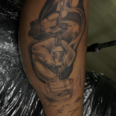 Full custom leg quarter sleeve that I did on myself😮‍💨
Really upset that I did… — tattoo by Alivia Mazile, Laurelton , New York