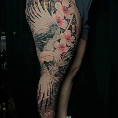 Crane Project — tattoo by Jason  Goodstein, Mesa, Arizona