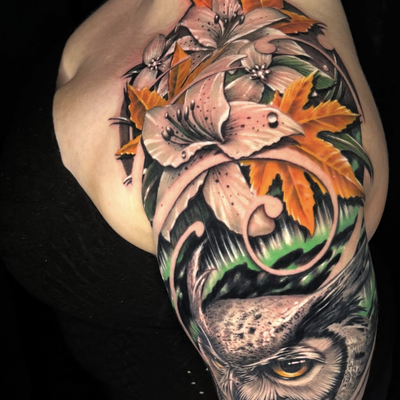 Updated new add on to the shoulder. — tattoo by Jason  Goodstein, Mesa, Arizona