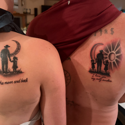 Daddy daughter tattoo tonight that me and my daughter did. — tattoo by Oliver Mateljan, Fort Mohave, Arizona