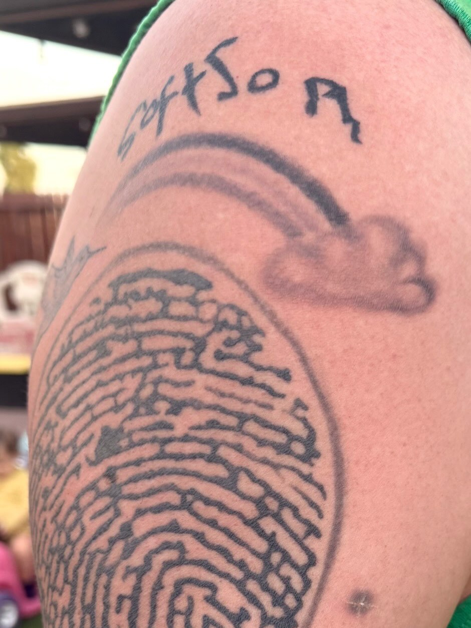 Did this memorial tattoo, really enjoyed doing this one. — tattoo by Oliver Mateljan, Fort Mohave, Arizona