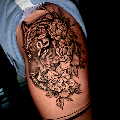 it’s great to mix realism with other styles ! — tattoo by Lee Harding, Kansas City, Missouri